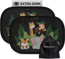 Carica l'immagine nel visualizzatore di Gallery, Systemoto Parasole Auto per bambini - Extra scuro con protezione UV certificata - Set di 2 Tendine Parasole autoadesivi per bambini (Wildlife)