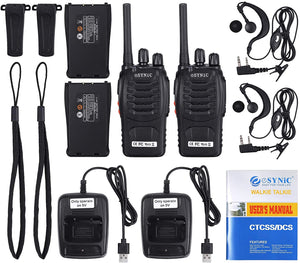 ESYNiC Paio Walkie Talkie Ricaricabile VOX Radio PMR 446MHz 0.5W Frequenza Civile Ricetrasmittente Portatile 16 Canali Singola Banda Woki Toki con USB Caricabatterie per Negozio Sopravvivenza Ciclismo