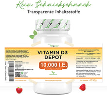 Carica l&#39;immagine nel visualizzatore di Gallery, Vitamina D3 10.000 UI 365 Compresse, Dosaggio Alto, Dose Giornaliera 1000 UI al Giorno (Ogni 10 Giorni), Una Compressa di Vitamina D Ogni 10 Giorni - Vit4ever