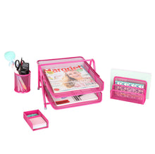 Carica l&#39;immagine nel visualizzatore di Gallery, Exerz Premium Mesh Ufficio Set di 4 PZ - Ripiano Portalettere, Rosa - Ilgrandebazar