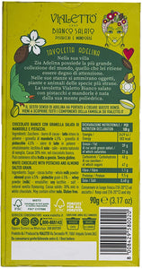 VIALETTO Adelina | Cioccolato Bianco Salato con Pistacchi e Mandorle| Tavoletta da 90 grammi