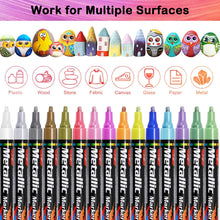 Carica l'immagine nel visualizzatore di Gallery, Gafild Pennarelli Metallic Marker Penne, Pennarelli a Vernice Acrilica 15 Colori Impermeabile Pittura Arte Pennarello Set per Ceramica, Tessuti, Plastica, Vetro, Metallo, Legno, Roccia, Tela, Carta