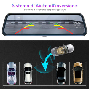 Dash Cam Specchietto ThiEYE 10" Touchscreen Telecamera per Auto Retrovisione...