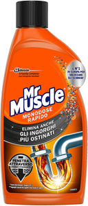 Mr Muscle Rapido, Stura lavandini e Scarichi, Monodose, Disgorgante Tubi, 500 ml 0.5 L