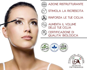 Siero Ciglia e Sopracciglia BIOLOGICO, Olio di Ricino per Ciglia e Sopracciglia Arricchito con Olio di Argan, Olio Jojoba e Vitamina E. 30 ml di Siero per Ciglia e Sopracciglia Perfette. MADE IN ITALY