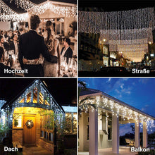 Carica l&#39;immagine nel visualizzatore di Gallery, Cascata di Luci ECOWHO 440 LED Tenda Luminosa Bianco Caldo e Bianco Freddo,12x0,8m Luci di Natale 9 Modalità con telecomando, Catena Luminosa esterno per Natale patio Giardino Matrimonio