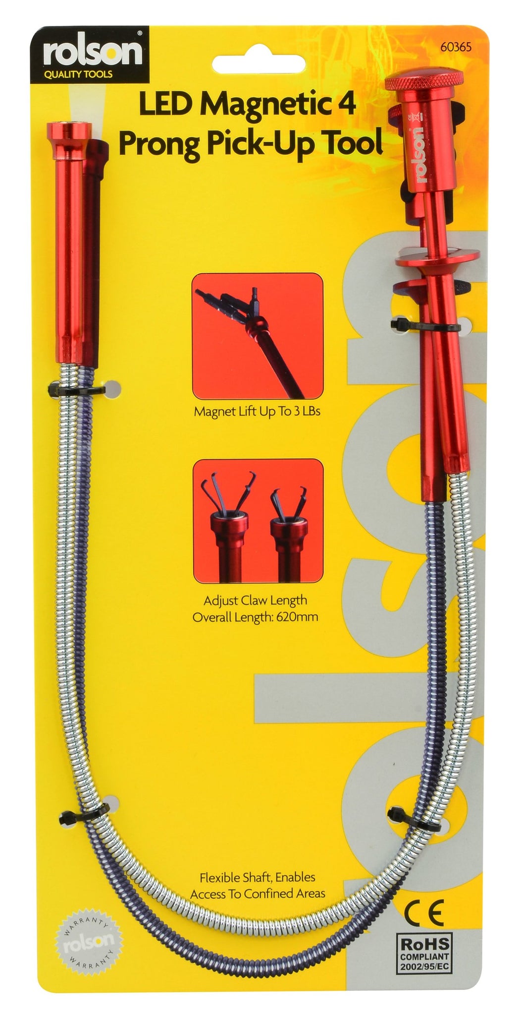 Rolson - Asta magnetica prenditutto, flessibile, con luce a LED e artiglio... - Ilgrandebazar