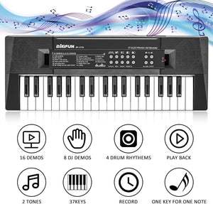 m zimoon 37 Tasti Tastiera Elettronica, Pianoforte per Bambini Portatile Mini Tastiera Musicale con Microfono Giocattoli Musicali Educativi Regali per 3-8 Anni Ragazze Ragazzi Principianti