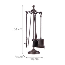 Carica l&#39;immagine nel visualizzatore di Gallery, Relaxdays Set di Attrezzi per Camino, in ghisa HxBxT: 51 x 18 x 18 cm, Marrone