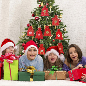 WOKKOL Sacchetto Regalo di Natale, Sacchetti con Adesivi Numerici, Avvento Calendario, Calendario Avvento Fai da Te, Natale Calendario dell'Avvento con 1-24 Adesivi Numerici(24 PCS -8Modelli)