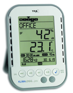 TFA HygroLoggPro 303039 Professional Thermo-Hygrometer with Data bianco - Ilgrandebazar