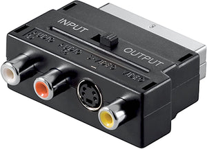 Link 07645 Adattatore, SCART 21 Poli Maschio, 3x RCA, Femmina e 4 Poli S-VHS, Femmina con Selettore