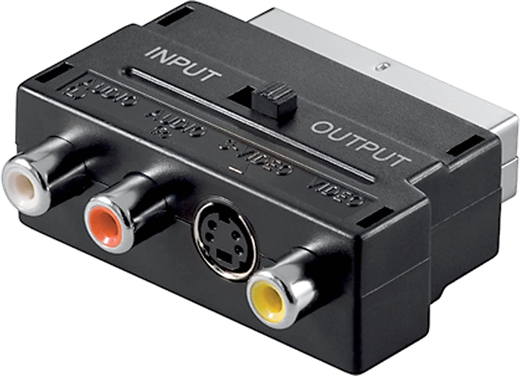 Link 07645 Adattatore, SCART 21 Poli Maschio, 3x RCA, Femmina e 4 Poli S-VHS, Femmina con Selettore