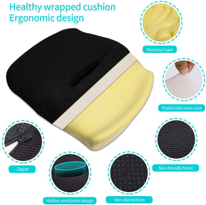 Power Of Nature Cuscino per Sedile Ortopedico, Cuscino Sedia Memory Foam, Ergonomico Cuscini Seduta per Auto, Ufficio, Computer, Sedia a Rotelle, Piaghe da Decubito e per Dolore al Coccige