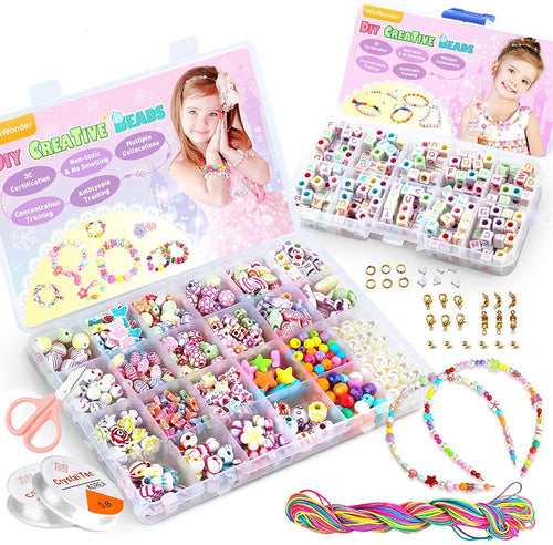 WinWonder Bambini Perline,1150 PCS Perline Colorate dei Bambini Fare Gioielli Braccialetti Necklace Kit Perline Lettere per Ragazze