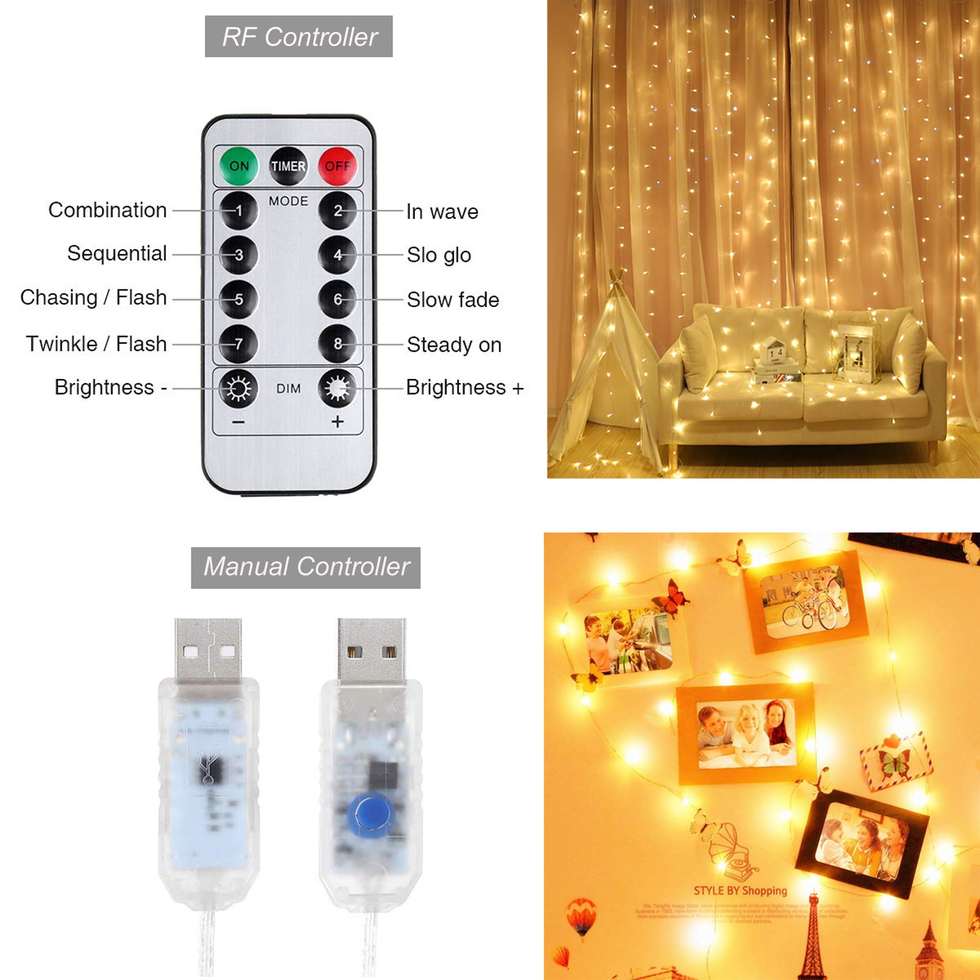 Tenda Luminosa Blu 3x3 M Con 300 LED - Telecomando, 8 Modalità, IP65 Impermeabile, Per Natale/Matrimonio/Camera Tenda Luminosa Blu 3x3 M Con 300 LED - Telecomando, 8 Modalità, IP65 Impermeabile, Per Natale/Matrimonio/Camera