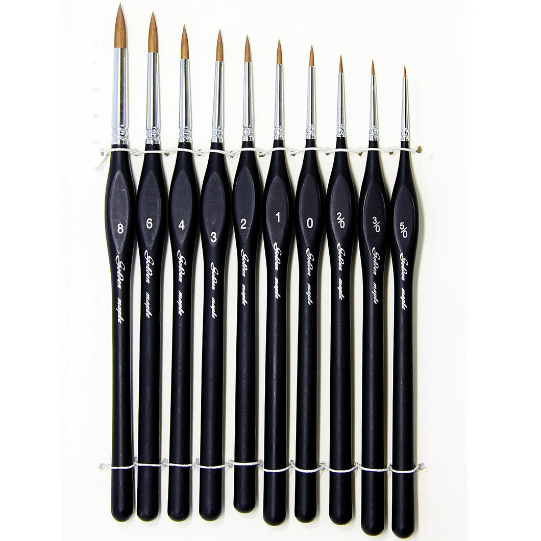 Pennello dell'artista-10 Pz 10pcs janpanese nylon detail brush set, Nero - Ilgrandebazar