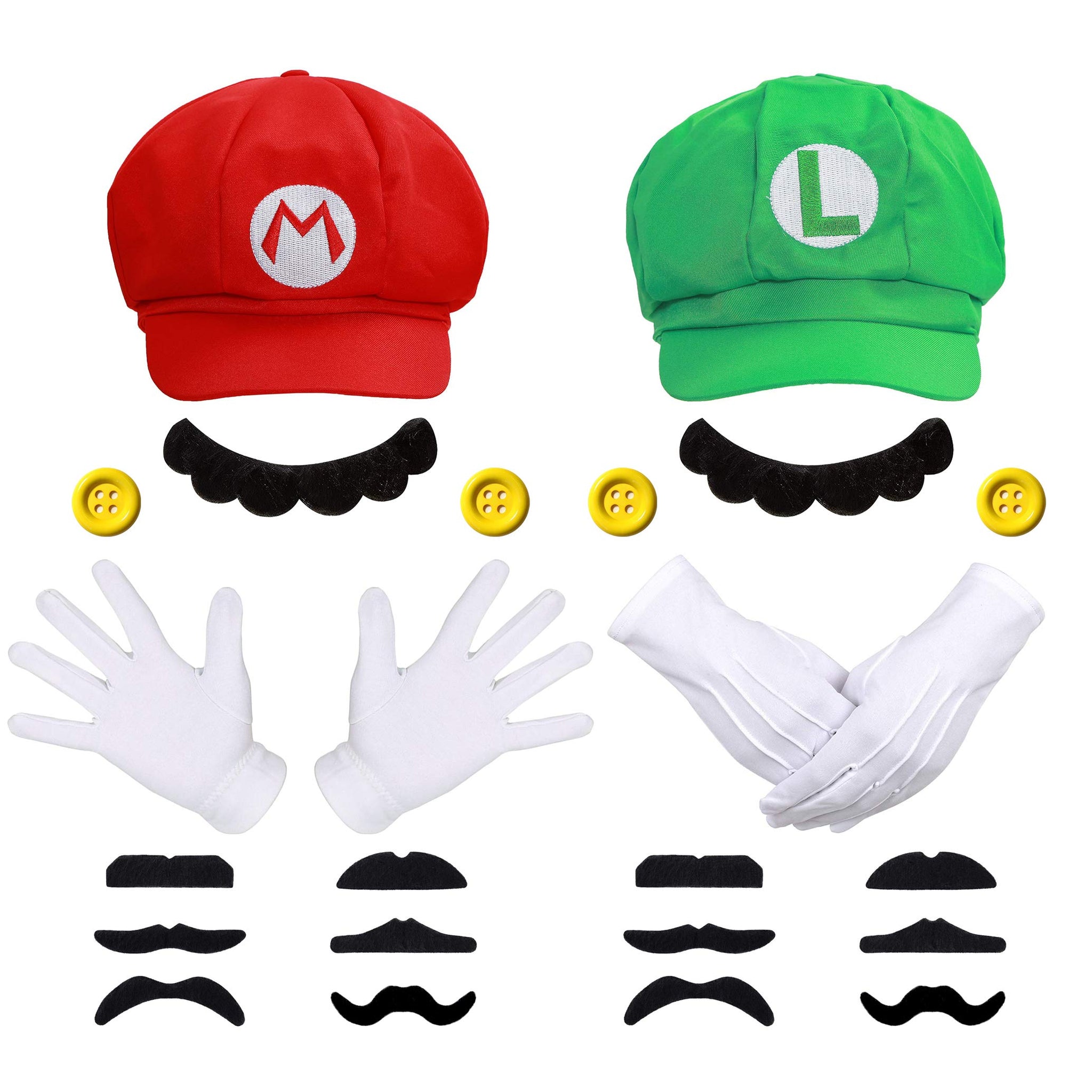 iZoeL Costume Super Mario Luigi Incluso 2X Cappello 4X Guanti –