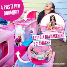 Carica l&#39;immagine nel visualizzatore di Gallery, Barbie FBR34 Camper dei Sogni per Bambole con Piscina, Bagno, Cucina e Tanti Accessori, Giocattolo per Bambini 3 + Anni,