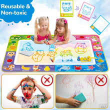 Carica l'immagine nel visualizzatore di Gallery, Tappeto Doodle Grande 150×100cm, Doodle Tappetino da Disegno Magico, Disegno Magico Aqua Mat, Acqua Tappeto, Bonus con 4 Penne Magiche, Timbri E Set di Rulli, Bambini