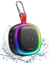 Carica l'immagine nel visualizzatore di Gallery, Cassa Bluetooth con Luce RGB, LENRUE Casse da Doccia Portatile con Impermeabile IPX7, 360° Stereo, Bassi Potente, 20 Ore di Riproduzione, Altoparlante True Wireless per Feste, Viaggi, Vasca, Bagno Nero