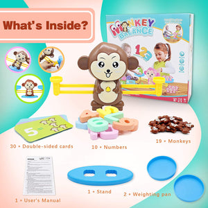 Joyjam Giocattolo Educativo Bambini Bilancia Equilibrio a Forma di Scimmia Animale Gioco di Apprendimento Studia Matematica Conteggio Giochi per Bambini più di 3 Anni