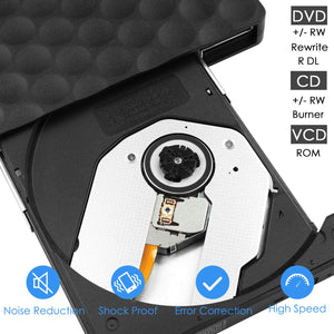 Masterizzatore CD Dvd Esterno,Lettore Esterno per PC Portatile dvd-1, Nero - Ilgrandebazar