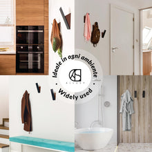 Carica l&#39;immagine nel visualizzatore di Gallery, ALLUSY Set 3 Ganci Appendiabiti da Parete Design Legno e Metallo - Attaccapanni da Muro Moderno - Gancio con Viti per Ingresso, Cucina - Appendi Accappatoio Bagno