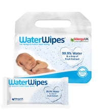 Carica l&#39;immagine nel visualizzatore di Gallery, WaterWipes Salviette Umidificate, Salviette Neonato per Pelli Delicate, 99.9% di Acqua Purificata, Non Biodegradabile, 60 Unità (Confezione da 4) Non biodegradabile 60 Unità (Confezione da 4)