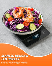Carica l'immagine nel visualizzatore di Gallery, Bilancia da cucina digitale, Bilancia da cucina in vetro elegante da 10 kg con funzionamento a pulsante touch, alta precisione 1g e funzione tara, ideale per uso domestico e culinario (Nero)