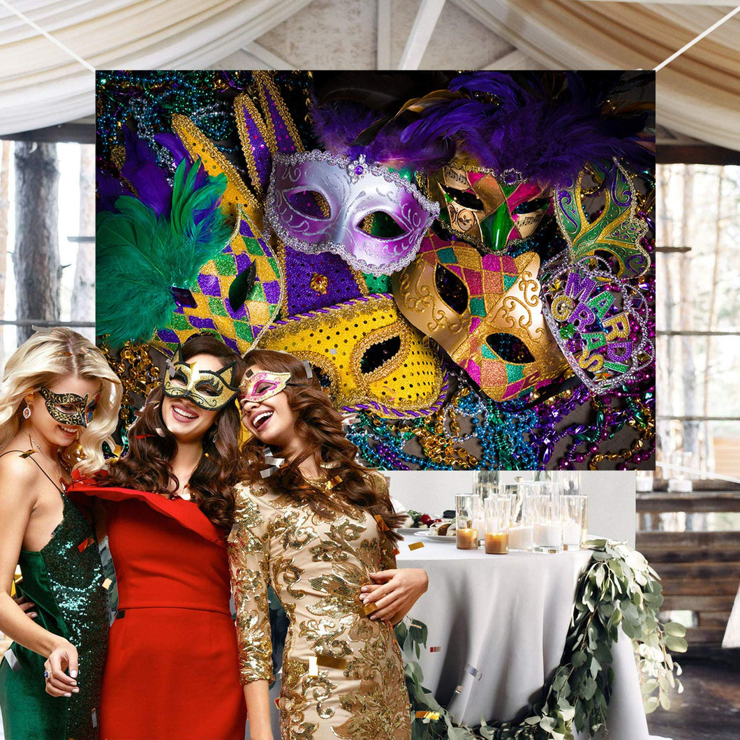 Viola Oro Verde Perline Festa in Maschera Fotografia Sfondo Vinile 7x5ft per... - Ilgrandebazar