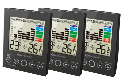 BRESSER 7007411 igrometro con Allarme muffe, Nero, 8.5 x 8.5x3.5x11 cm, nero - Ilgrandebazar