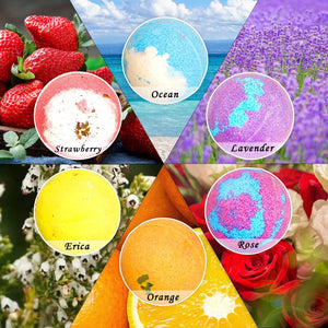 EYEPICK Bombe da Bagno, 6PCS Sali da Bagno Rilassanti Effervescenti Fatto a Mano con Oli Essenziali Naturali, Pulito e Idratante Bath Bomb per Bambini, Donna, Uomo e Mamma, Regalo Compleanno o Feste