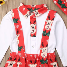 Carica l'immagine nel visualizzatore di Gallery, Loalirando Natale 3 Pezzi Completini Pagliaccetto Neonato Invernale a Manica Lunga+ Pantaloni con Bretelle +Cappello di Natale Divertente