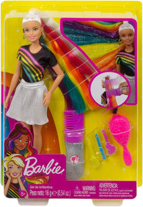 Barbie Bambola con Capelli Lunghi Arcobaleno e Tanti Accessori, Giocattolo per Bambini 3 + Anni, FXN96 Single