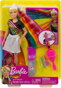 Barbie FXN96 Rainbow Sparkle Bambola con Capelli Lunghi Arcobaleno e Tanti Accessori, 3 anni+