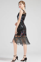 Carica l&#39;immagine nel visualizzatore di Gallery, Coucoland 1920s abito da donna pavone modello Flapper S, Nero Multicolore - Ilgrandebazar