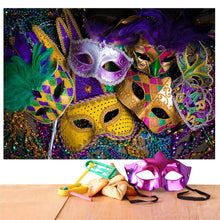 Carica l&#39;immagine nel visualizzatore di Gallery, Viola Oro Verde Perline Festa in Maschera Fotografia Sfondo Vinile 7x5ft per... - Ilgrandebazar