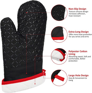 Guanti Da Forno In Silicone E Cotone - Resistenza Al Calore 300°C, Set Di 2 Grigio - Foto 5