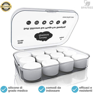 (6 paia) Tappi Orecchie Per Dormire di 4a Generazione, Antirumore Forte, Piscina, Bambini, Insonorizzanti, Silicone, Adattabili, Universali, Sonno Leggero, Bloccano il Russare