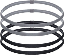Carica l&#39;immagine nel visualizzatore di Gallery, 4 Pezzi Spesse Fasce Elastico Non Scivolo Fasce per Capelli da Sport per Donne e Uomini, Nero e Grigio