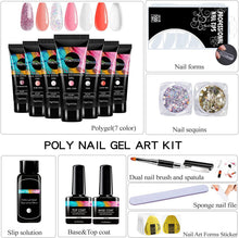 Carica l'immagine nel visualizzatore di Gallery, YORFULL Gel per Unghie Ricostruzione Kit, 7 pezzi Estensione delle Unghie,Unghie Extension Gel Set ,con Unghie Finte/Pennello/ Base e Top coat