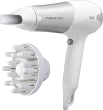 Carica l'immagine nel visualizzatore di Gallery, Rowenta CV5090F0 Powerline+ Asciugacapelli con Diffusore e Generatore di Ioni, Asciugatura Veloce, 2300 W, Argento/Bianco
