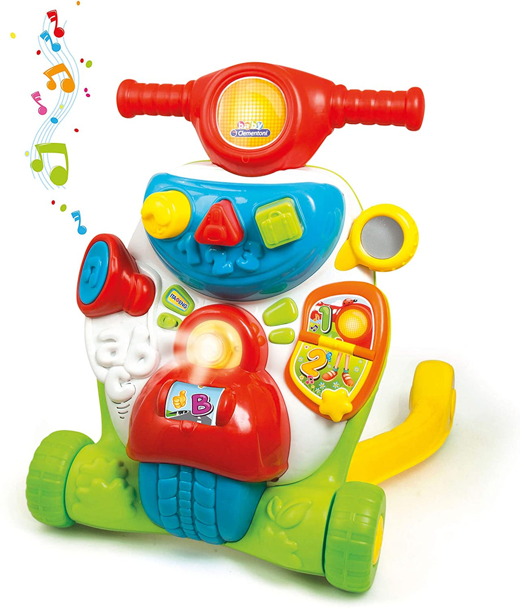 Clementoni- Valentino Scooterino Primi Passi, 9+ Mesi, Multicolore, 14942