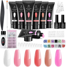 Carica l&#39;immagine nel visualizzatore di Gallery, Gel Ricostruzione Unghie, Kastiny 6 Gel per Unghie Colori con Slip Solution, Rosa Nudo Bianco Marrone Extension Acrygel Polygel Set con Unghie Finte/Pennello/Base e Top coat, Nail Art Salon