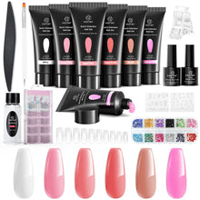 Carica l&#39;immagine nel visualizzatore di Gallery, Gel Ricostruzione Unghie, Kastiny 6 Gel per Unghie Colori con Slip Solution, Rosa Nudo Bianco Marrone Extension Acrygel Polygel Set con Unghie Finte/Pennello/Base e Top coat, Nail Art Salon