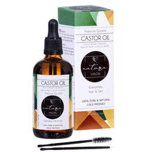 Carica l'immagine nel visualizzatore di Gallery, Olio di Ricino 100ml, Bottiglia di vetro, 100% Puro Spremuto a Freddo, Stimola la Crescita dei Capelli, Ciglia e Sopracciglia, Rinforza le unghie. Un ottimo rimedio per la tua pelle. Set di Pennelli