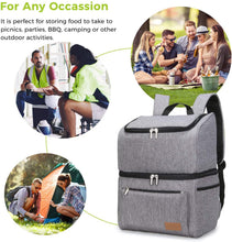 Carica l'immagine nel visualizzatore di Gallery, Lifewit Borsa Termica Zaino Termico Porta Pranzo Borsa Frigo Isoterma per Alimenti Mantenere Caldo o Freddo per Pic-nic/all'Aperto/Barbecue/Campeggio/Eventi Sportivi/Viaggio (18L grigio)