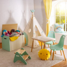 Carica l'immagine nel visualizzatore di Gallery, B. spaces - Peek-A-Boost - Robusto sgabello in legno per bambini - poggiapiedi con 2 gradini - sgabello per bambini color menta, per bagno, cucina, asilo nido - 2 anni+