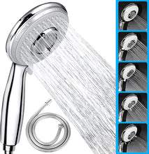 Carica l'immagine nel visualizzatore di Gallery, Soffione Doccia con Tubo Flessibile (2 m), Aywne Universale ad Alta Pressione Autopulente 5 Modalità Funzione Soffione Doccia Portatile Cromato 2 m Tubo Doccia in Metallo Risparmio Idrico Della Vasca
